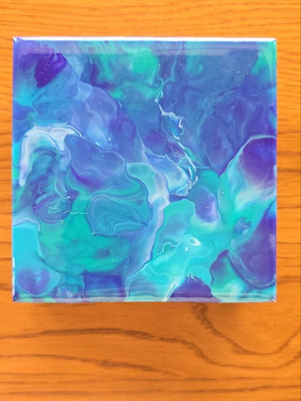 Hand Crafted Blue Teal Purple Abstract Coasters (Set of 4)